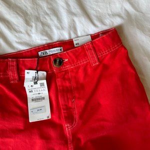Zara Red Culotte Pant Size 8
